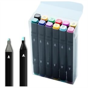 Wynhard Alcohol Markers Sketch Pen Set 12 Color Dual Tip Brush Pens Markers for Drawing Dual Tip Art Markers Set Chisel & Fine Colour Marker Set Sketch Marker Alcohol Based Markers Drawing Marker Kids