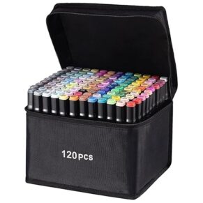 Wynhard Alcohol Markers Sketch Pen Set Dual Tip Brush Pens Markers for Drawing 120 Color Dual Tip Art Markers Set Chisel & Fine Colour Marker Set Alcohol Based Markers Sketch Marker Drawing Marker