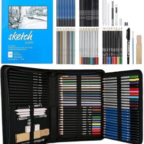 Wynhard 71 Pcs Colour Pencils Drawing Kit Sketch Color Pencil Set Sketch Kit Drawing Colour Pencil Shading Sketching Kit Water Colour Pencil Set for Artist Kids Adults,Multicolor