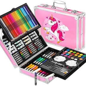 Wynhard Art Set for Kids 145 Pieces Drawing Kit with Color Pencils, Oil Pastels, Paint Brushes, Unicorn Theme Art Set, Art & Craft Supplies Kit for Drawing and Painting with Water Color, Sketch Pen
