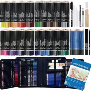 Wynhard Colour Pencils 145 Pcs Drawing Kit Pencil Colours Pencil Kit Sketch Color Pencil Set Sketch Kit Drawing Colour Pencil Shading Sketching Kit for Artist Kids Adults
