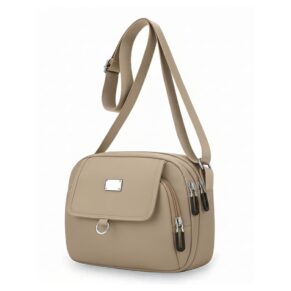 ITALISH Nylon Unisex Crossbody Bag Multi-Pocket Shoulder Purse Premium Water-Resistant Travel Handbag with Adjustable Strap 22x17x6 cm